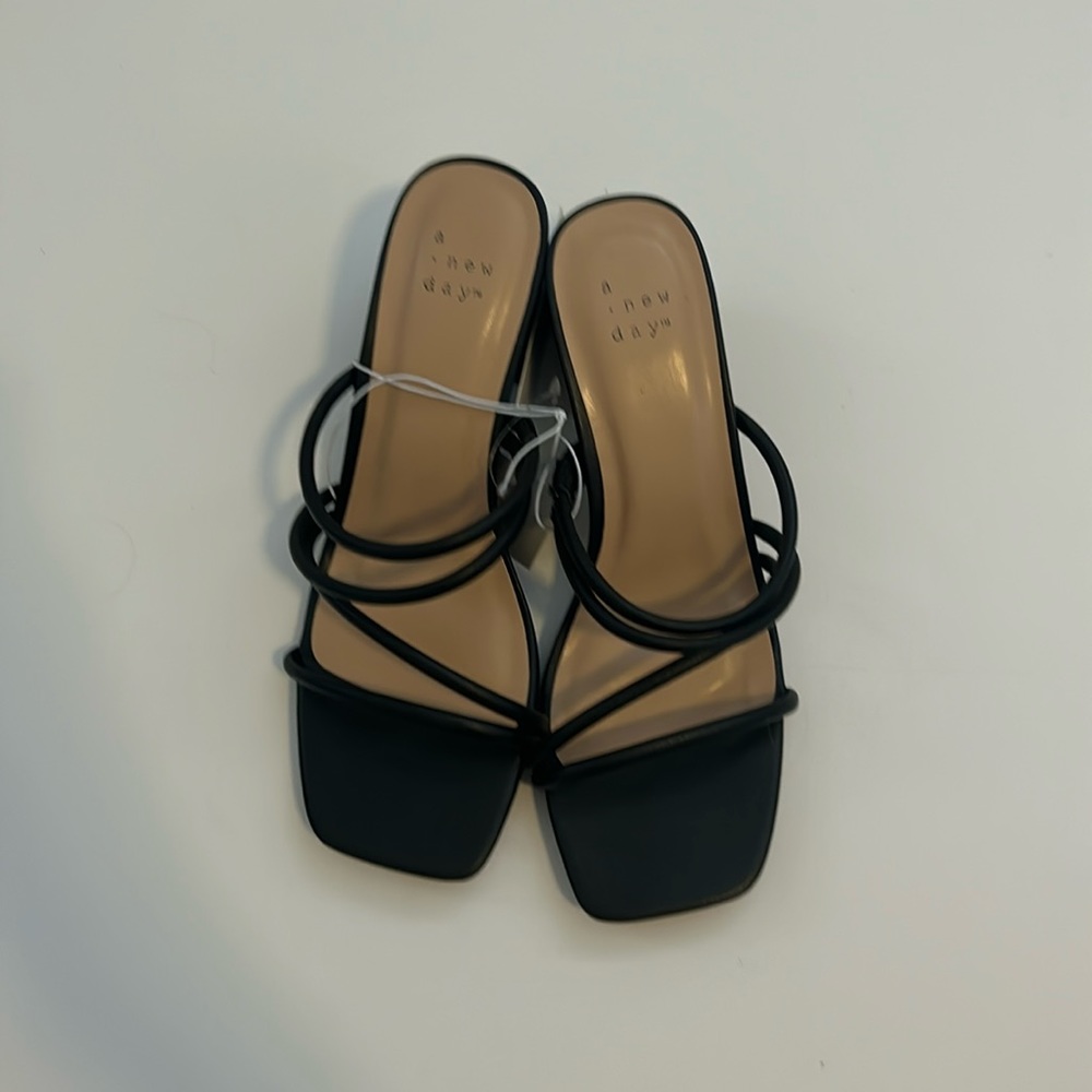 Black, Strappy, Block Heels.